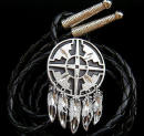 Diamond Cut Feathers With Shield Bolo Tie